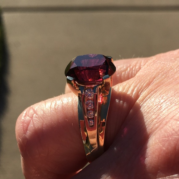 FINAL SALE PRICE HUGE 14K Rhodolite Garnet & Diamond Ring - Picture 8 of 13